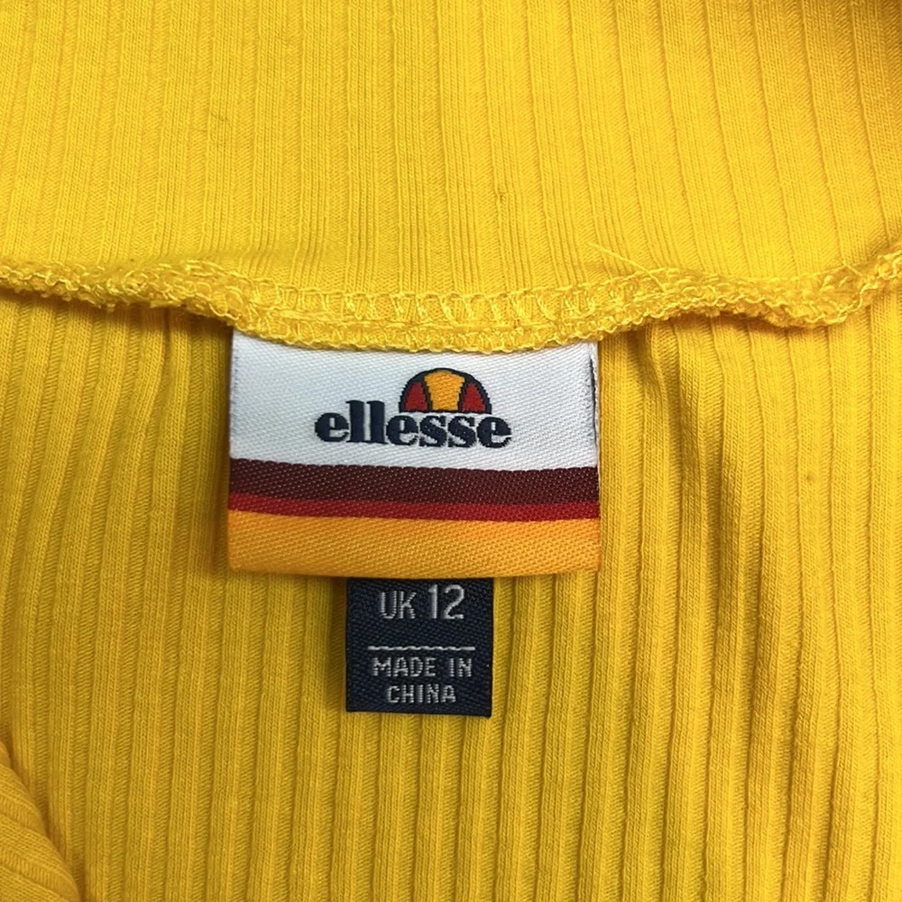 Ellesse Yellow W/ White Stripe Womens US L EU 40 UK 12 Body High Neck Bodysuit - Picture 5 of 16
